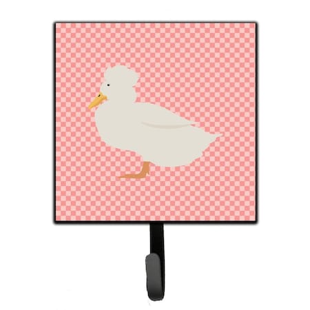 Carolines Treasures Crested Duck Pink Check Leash or Key Holder BB7857SH4